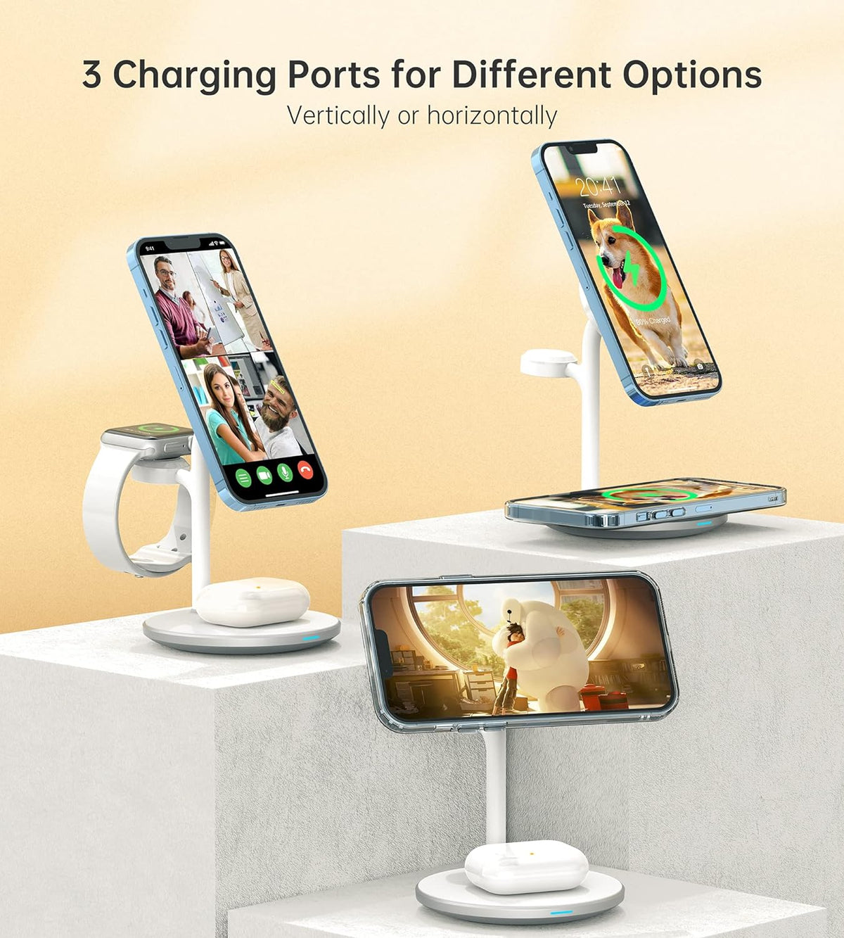 3 in 1 Magnetic Wireless Charging Station for Apple Devices,15W