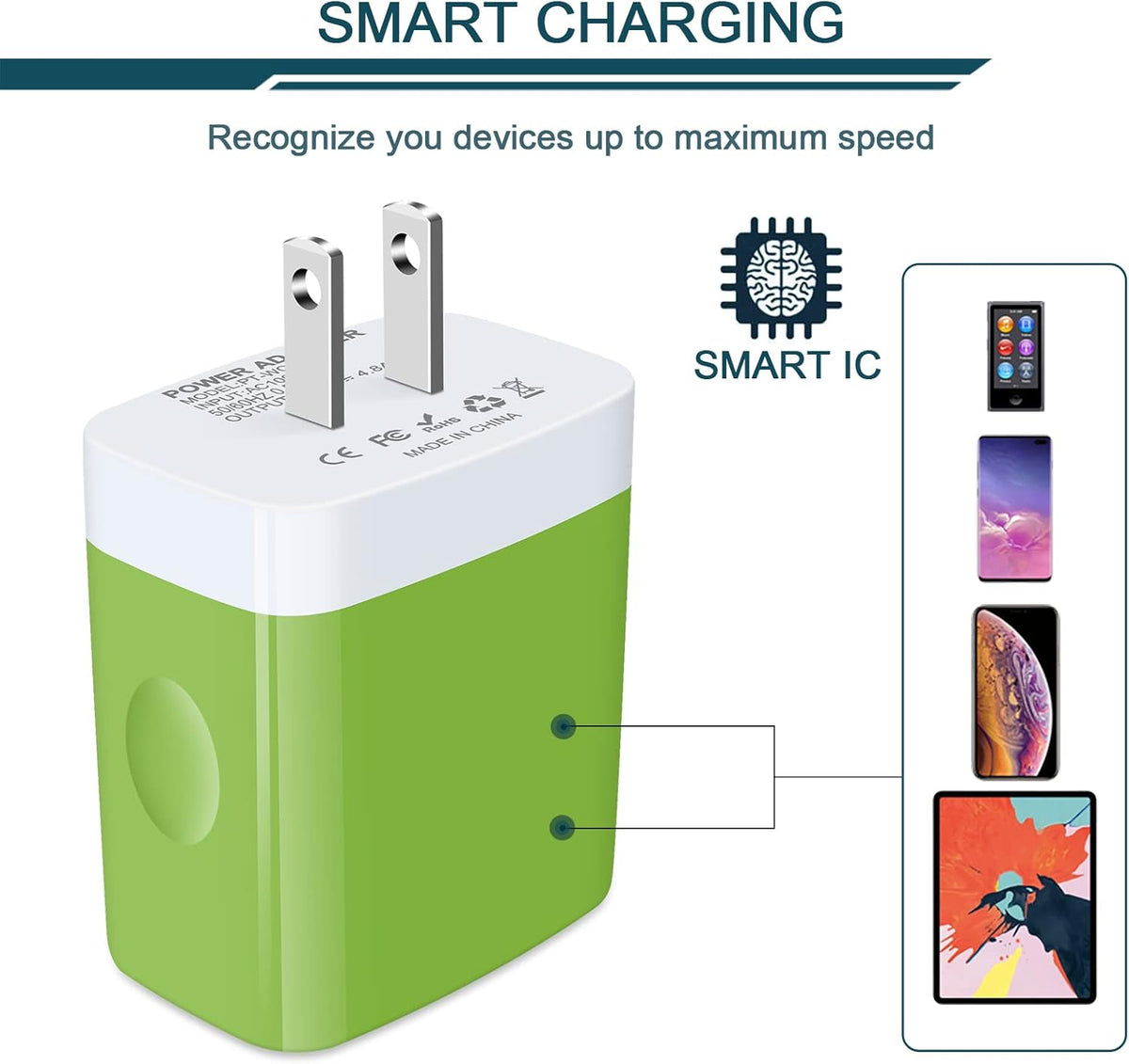 Wall Charger, USB Charger Adapter, 4.8A 4Multi Port Fast Charging Station