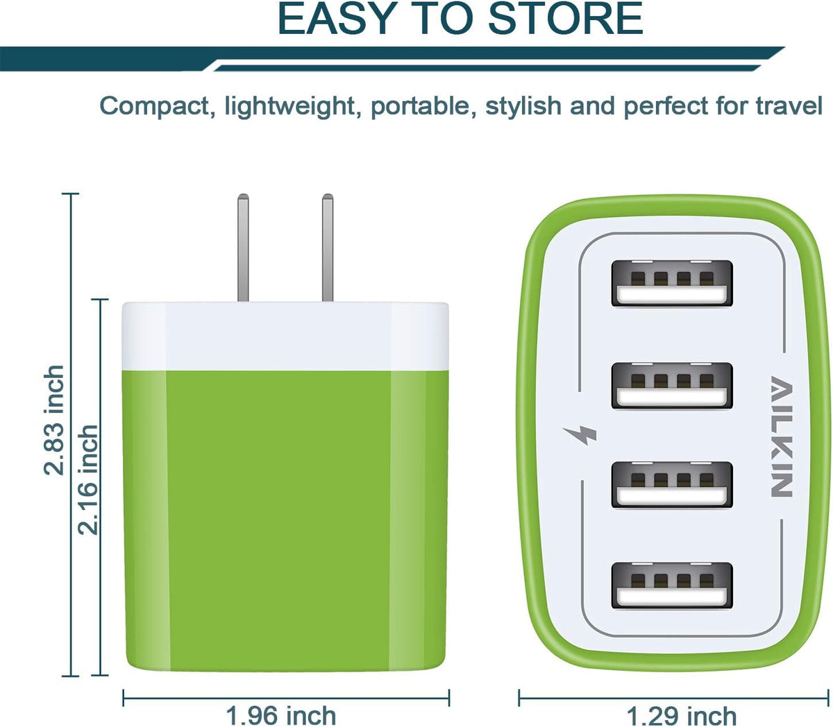 Wall Charger, USB Charger Adapter, 4.8A 4Multi Port Fast Charging Station