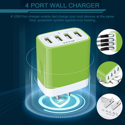 Wall Charger, USB Charger Adapter, 4.8A 4Multi Port Fast Charging Station